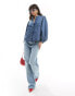 & Other Stories denim blouse with volume sleeves in mid washed blue