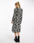 Vero Moda belted shirt maxi dress in mono geo print