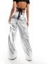 AFRM wynn co-ord wide leg cargo trousers in silver faux leather