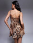 Jaded Rose satin structured corset mini dress in leopard print