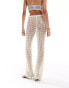 Mango crochet tie wast beach trousers in white