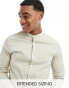 ASOS DESIGN slim fit grandad collar shirt in stone