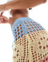 Missyempire crochet maxi beach skirt in pastel stripe