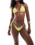 South Beach glitter tie side bikini bottom in chartreuse