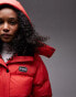 Topshop – Sno – Puffer-Skijacke in Rot mit Kapuze