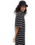 ASOS DESIGN oversized midaxi t-shirt dress in mono space stripe