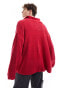 Reclaimed Vintage unisex polo cardigan in red