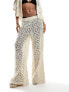 South Beach crochet beach trouser co-ord in cream