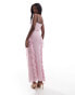 Kaiia mesh ruffle detail maxi cami dress in pink