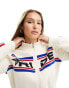 Mango racing zip through jumper in off white