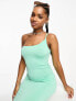 Pieces one shoulder slinky midi dress in green