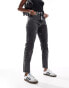 Noisy May Moni high waisted straight jeans in dark grey wash