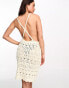 Miss Selfridge festival back detail high neck crochet mini dress in cream