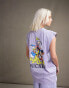 ASOS DESIGN Disney unisex oversized vest with Mickey Mouse & Friends prints in washed purple