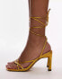 Topshop Faye strappy high heeled sandals in gold