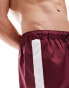 ASOS DESIGN short length swim shorts with contrast side panels in burgundy