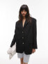 Topshop co-ord linen-blend single breasted blazer in black