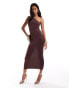 ASOS DESIGN modal one shoulder column midi dress in brown