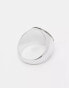 ASOS DESIGN round signet ring with black enamel in burnished silver