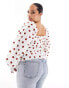 ASOS DESIGN Curve puff sleeve square neck blouse in spot print