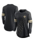 Women's Black/Heathered Charcoal New Orleans Saints Team Outline Raglan Performance Long Sleeve T-Shirt