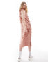 Ghospell textured midaxi dress in dusty pink