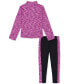 Toddler and Little Girl 2-Pc. Quarter-Zip Stretch Twist Pullover & Side-Stripe Leggings