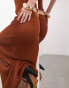 ASOS EDITION fine knit sheer maxi skirt co-ord in rust