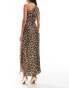 Mango one shoulder midi dress in leopard print