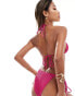 South Beach shimmer crinkle triangle bikini top in pink