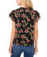 Women's Floral Tie-Neck Smocked Flutter-Sleeve Blouse