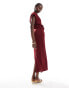 ASOS DESIGN slinky drape midi dress in wine