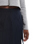 Pieces tailored notch front mini skirt in navy pinstripe