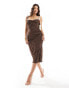 Love Triangle midaxi dress with lace trim in brown polka