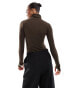 Threadbare Tall roll neck long sleeve bodysuit in chocolate brown