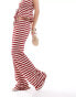 ASOS DESIGN textured wide leg trouser co-ord in red stripe