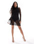 ASOS DESIGN lace overlay body flippy mini dress in black