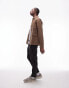 Topman long sleeve overshirt in brown