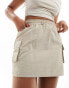 Sixth June nylon cargo mini skirt with elasticated waist in beige