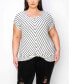 Plus Size Pointelle Stripe Mitered Twist Front Top