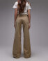 Topshop cord Ember low rise wide leg jeans in buttermilk