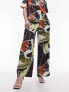 Topshop co ord abstract artsy print satin trouser in multi - MULTI