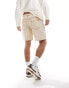 Liquor N Poker distressed cross denim shorts in beige