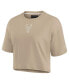 Women's Khaki Milwaukee Bucks Elements Super Soft Boxy Cropped T-Shirt