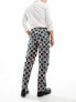 Viggo checkerboard print suit trouser in green