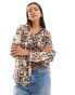 Mango mixed leopard print shirt in brown