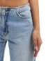 Pull&Bear wide fit bow detail jeans in mid blue