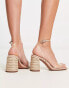 ASOS DESIGN Hilton barely there raffia block heeled sandals in clear