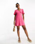 New Look button through mini tea dress in pink