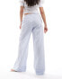 Pimkie drawstring wide leg drawstring trousers in blue and white stripe